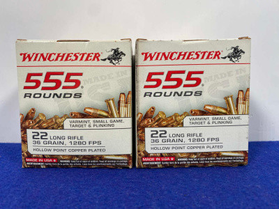 1,110Rds Winchester .22 LR 36Gr Copper Plated HP Ammo *TARGET & PLINKING*