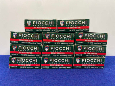 220Rds Fiocchi .308 Winchester 168Gr MatchKing HPBT Ammo *ACCURACY FOCUSED*