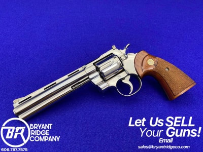 1965 Colt Python .357 Magnum Nickel 6" *NICKEL PYTHON w/ HOLLOW UNDERLUG*