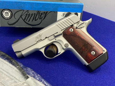Kimber Micro 9 STS 9mm Stainless 3.15" *CHECKERED ROSEWOOD GRIP PANELS*