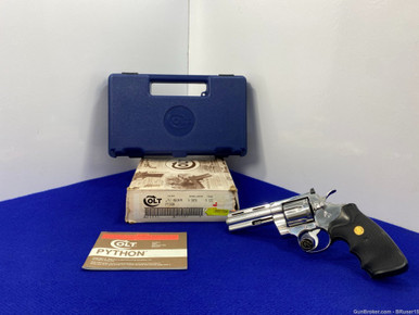 *SOLD* 1991 Colt Python .357 Mag 4" -FACTORY BRIGHT STAINLESS STEEL ...