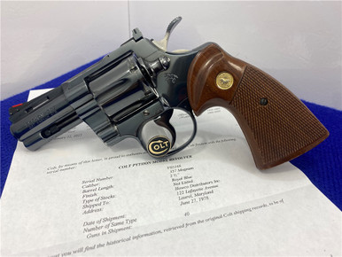 *SOLD* 1978 Colt Python .357 Mag Blue *3" BARREL EXAMPLE* Astonishing ...