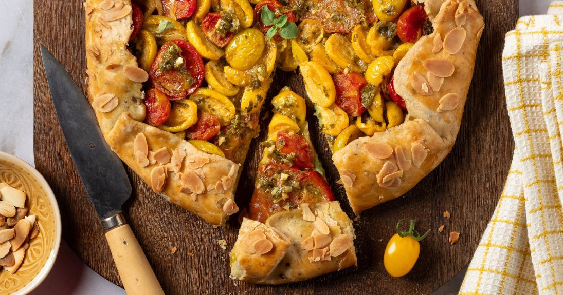 Gallette salate con pomodori e Pesto di Rucola e Mandorle