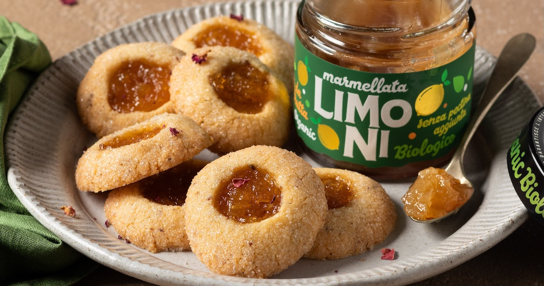 Thumbprint Cookies Limone, Rosa e Vaniglia con Marmellata di limoni
