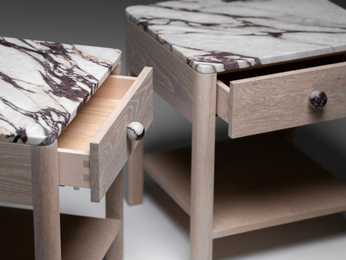 American White Oak lime washed with Viola Marble American White Oak lime washed with Viola Marble