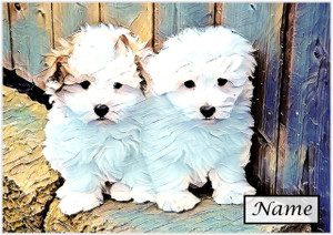 Coton de Tulear Puppy Painting - Personalised Coton de Tulear Puppy Painting - Personalised