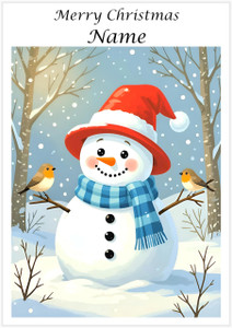 Snowman and pair of Cheeky Robins - Personalised