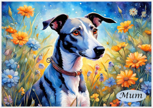 Greyhound Whippet in the Meadow - Personalised