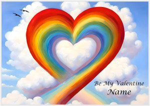 Rainbow Sky Heart Valentine - Personalised