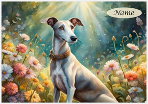 Greyhound Sitting in the Meadow - Personalised