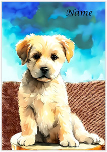 Watercolour Puppy - Personalised Watercolour Puppy - Personalised