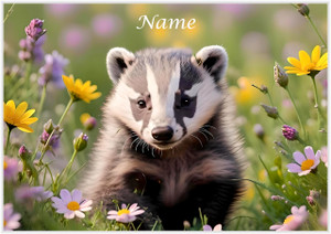 Badger in Blooms - Personalised