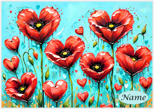 Poppy Heart Flowers - Personalised Poppy Heart Flowers - Personalised