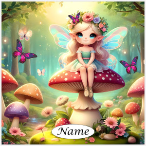 Cute Fairy on a Toadstool Five - Personalised Cute Fairy on a Toadstool Five - Personalised