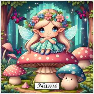 Cute Fairy on a Toadstool Four - Personalised Cute Fairy on a Toadstool Four - Personalised
