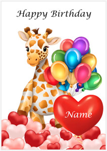 Heart Balloon Giraffe - Personalised