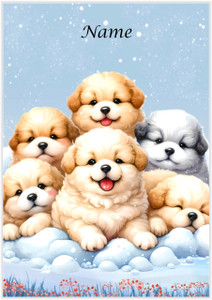 Pile of Puppies in the Snow - Personalised Pile of Puppies in the Snow - Personalised
