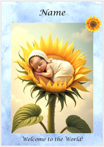 Sunflower Baby in Blue - Personalised