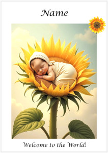 Sunflower Baby in White - Personalised