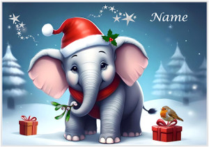 Baby Elephant in Christmas Hat - Personalised Baby Elephant in Christmas Hat - Personalised
