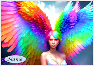 Rainbow Winged Mermaid Angel - Personalised