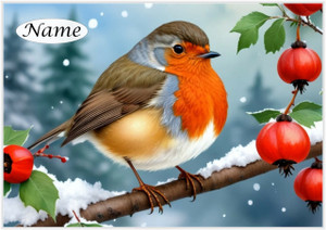 Winter Berry Robin - Personalised