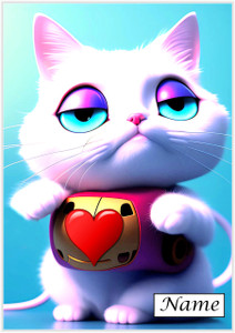 Fantasy Heart Kitty - Personalised