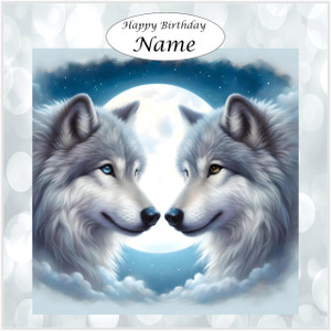 Soft Blue Moon Wolves - Personalised