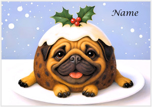 Christmas Pug in a Pud - Personalised