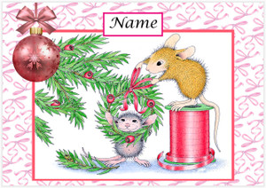 Christmas Ribbon Tree Mice - Personalised
