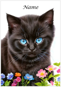 Black Kitten in Blooms - Personalised