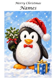 Penguin with Mistletoe - Personalised