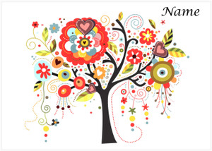 Folk Flower Tree White - Personalised