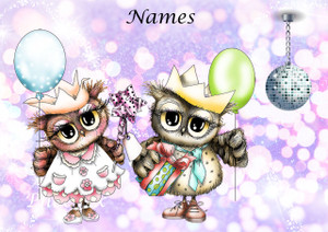 Party Owls - Twins - Limited Edition - Personalised
