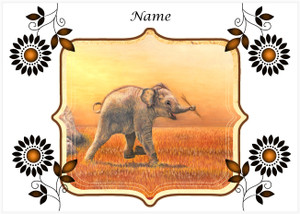 Baby Elephant - Fancy Frame - Personalised