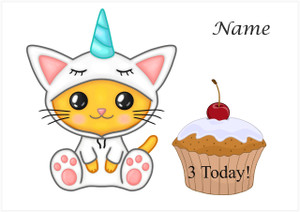 Unicorn Cupcake Cat - Personalised