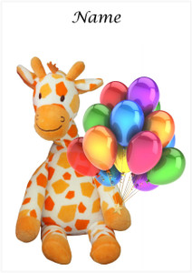 Giraffe with Balloons - Personalised Giraffe with Balloons - Personalised