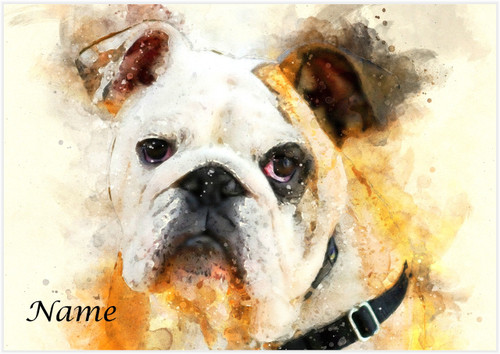 Watercolour Bulldog - Personalised