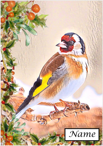 Christmas Goldfinch Watercolour - Personalised