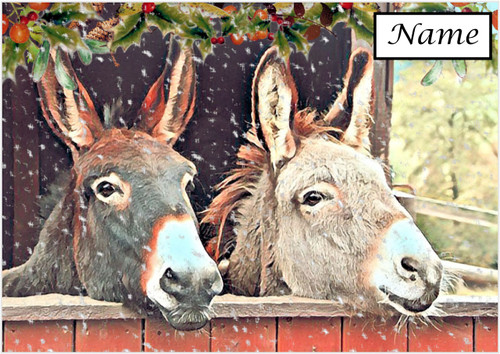 Warm Stabled Donkeys Christmas - Personalised