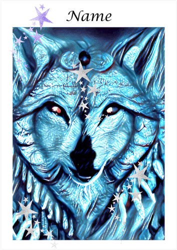 Blue Frost Wolf with Stars - Personalised