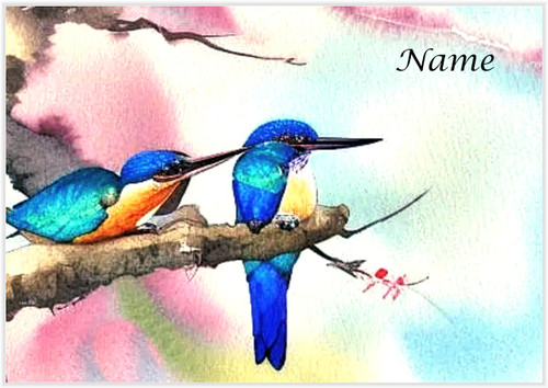 Pair of Kingfishers Watercolour - Personalised
