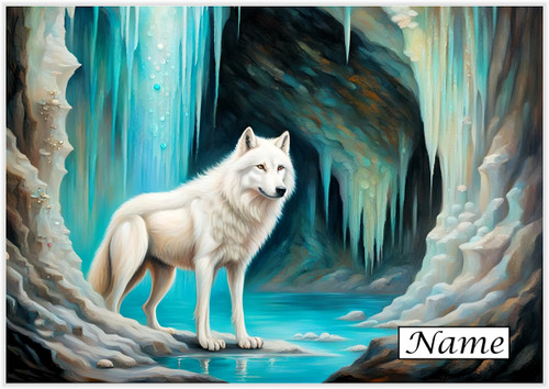 Blue Ice Cave Wolf  Christmas - Personalised