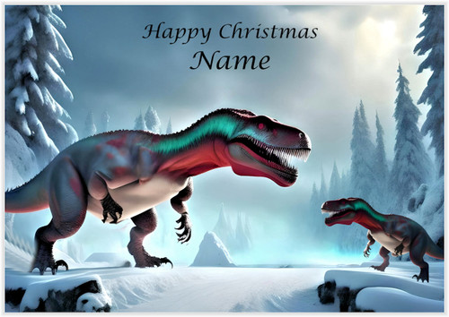 Dinosaur Snowscape Christmas - Personalised