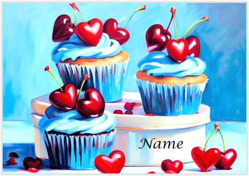 Cherry Heart Cupcakes - Personalised