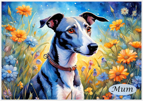 Greyhound Whippet in the Meadow - Personalised