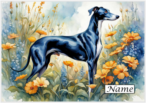 Greyhound Standing in the Summer Meadow - Personalised