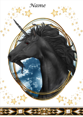 Black Unicorn Portrait - Personalised