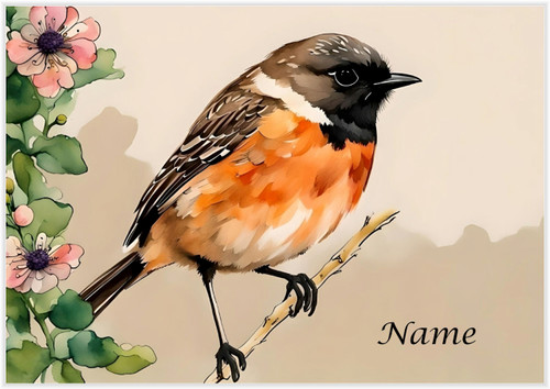 Watercolour Stonechat - Personalised