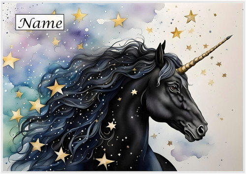 Black Unicorn and Stars - Personalised